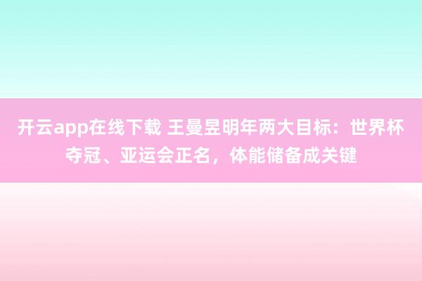 開云app在線下載 王曼昱明年兩大目標：世界杯奪冠、亞運會正名，體能儲備成關鍵